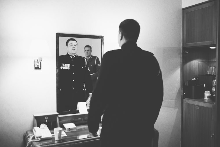 Groom getting ready for wedding in London